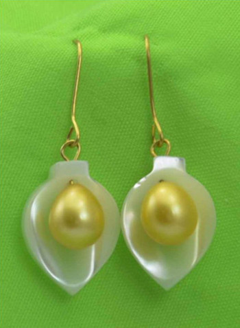 18 Karat Gold Calla Lily Mother Of Pearl Earrings