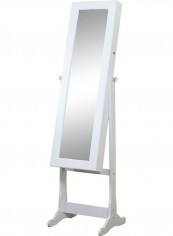 Free Standing Lockable Mirror Cabinet White 40x47x157centimeter