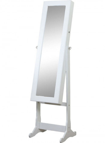 Free Standing Lockable Mirror Cabinet White 40x47x157centimeter