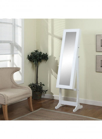 Free Standing Lockable Mirror Cabinet White 40x47x157centimeter