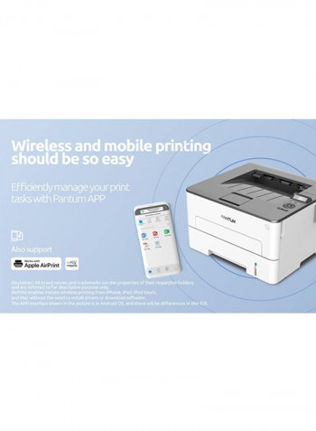 Compact Wireless Monochrome Laser Printer 13.9x13.1x9.1inch White