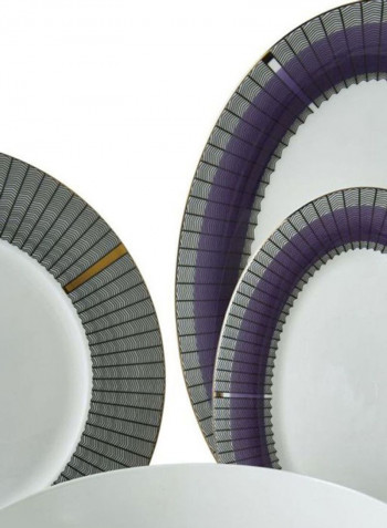85-Piece Round Shape Dinnerware Set White/Grey/Blue