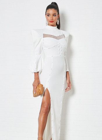 Slit Bodycon Dress Off White