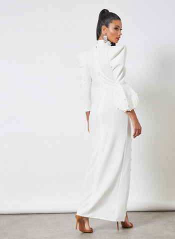 Slit Bodycon Dress Off White