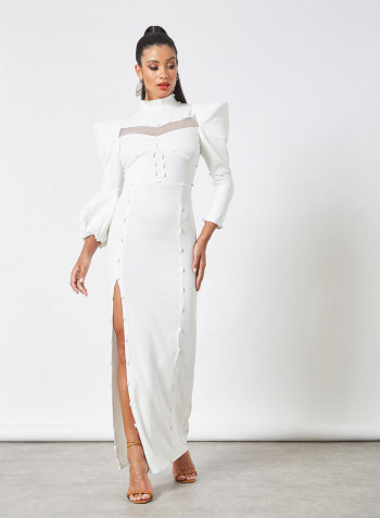 Slit Bodycon Dress Off White