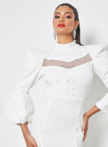 Slit Bodycon Dress Off White