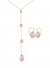 18 Karat Gold Gradual Built-in With Drop Pearl 2 Piece Jewellery Set