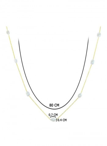 18 Karat Gold Pearls Opera Necklace