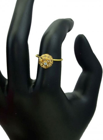 18K Gold Crystal Studded Ball Ring