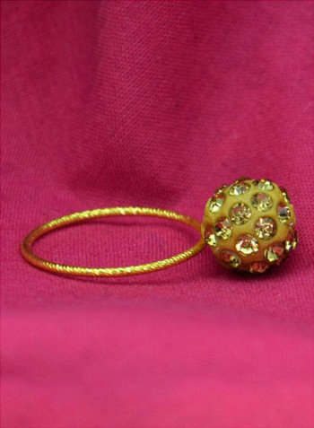 18K Gold Crystal Studded Ball Ring