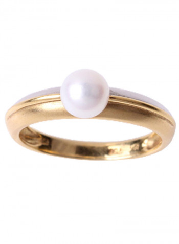 18K White Gold Akoya Pearl Solitaire Ring