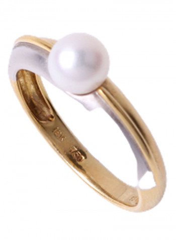 18K White Gold Akoya Pearl Solitaire Ring