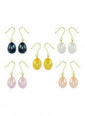 5-Pairs 10 Karat Gold Pearl Earring Set