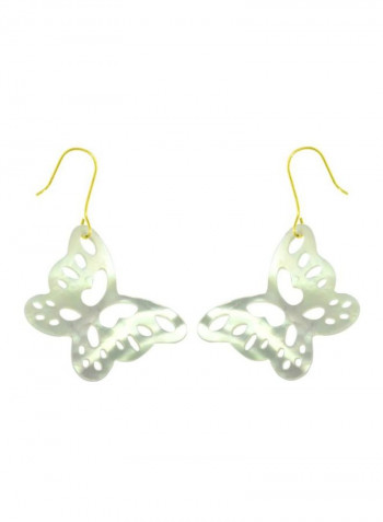 18 Karat Gold Butterfly Mother Of Pearl Earrings
