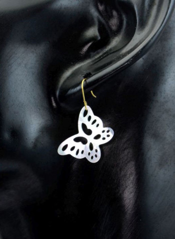 18 Karat Gold Butterfly Mother Of Pearl Earrings