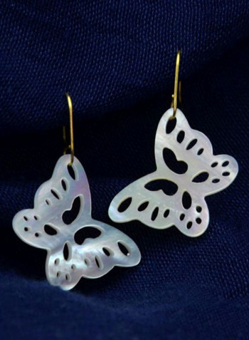 18 Karat Gold Butterfly Mother Of Pearl Earrings