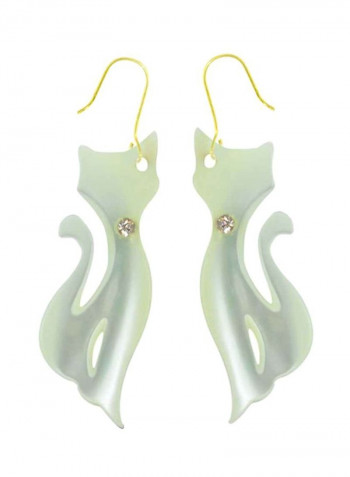 18 Karat Gold Cat Shaped Mother Of Pearl Earrings
