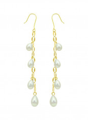 18 Karat Gold Pearl Studded Drops Earrings