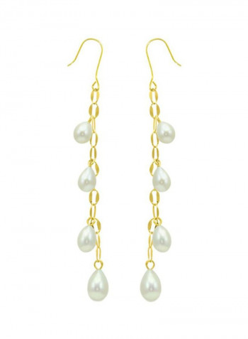 18 Karat Gold Pearl Studded Drops Earrings