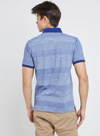 Half Sleeve Casual Embroidary T-Shirt Blue