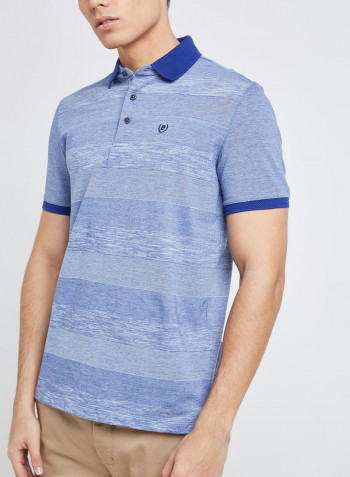Half Sleeve Casual Embroidary T-Shirt Blue