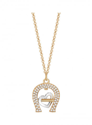 Gold Plated Stone Studded Heart Pendant Necklace