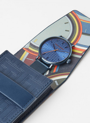 Men's Mimosaa Watch With Blue Dial And Stainless Steel Bracelet