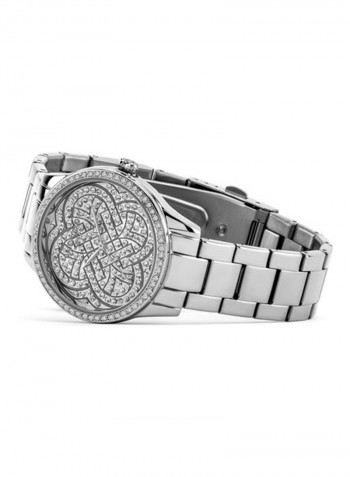 Women's Silver Bracelet Watch With Gun Dial And Crystal Detail