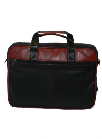Leather Office Shoulder Bag Black/Red