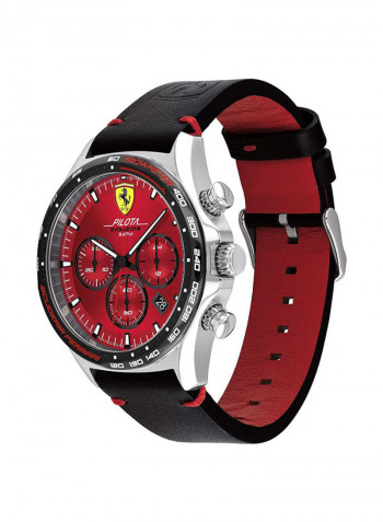 Men's Leather Quartz Chronograph Wrist Watch With Date Display 830713
