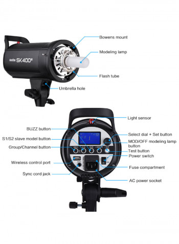 SK400II Studio Flash Strobe Light Black