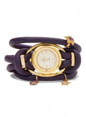 Women's Fabric Analog Wrist Watch301 GWBLN PURPLE FLOWER AMETHYST