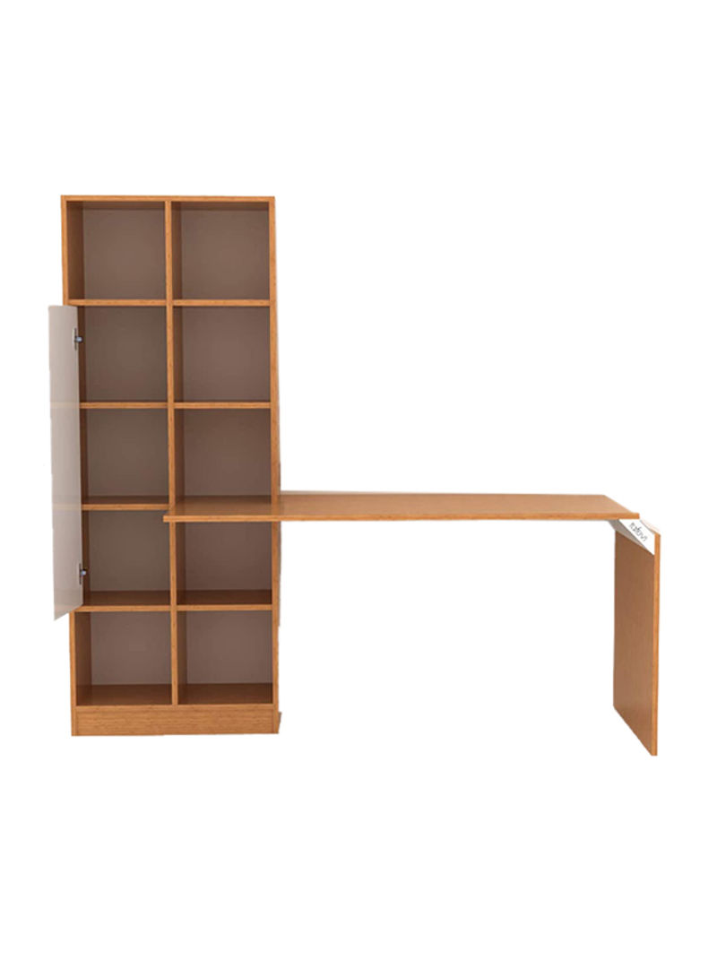 Opus Computer Desk with Storage And Bookcase Teak