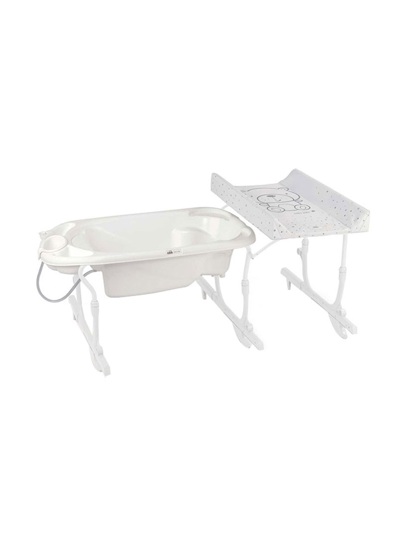 Idro Baby Estraibile Bath Tub And Changing Mat With Stand - Teddy Grey