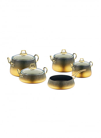 9-Piece Granite Cookware Set Gold