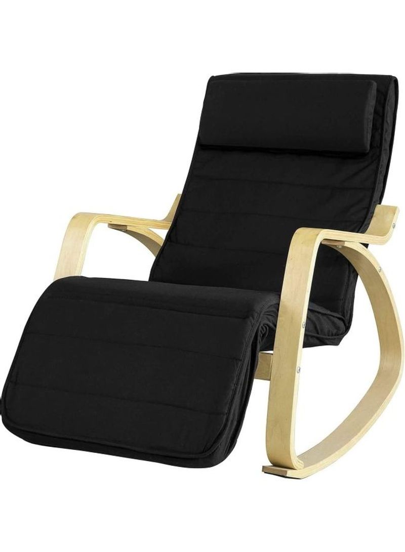 Lounge Chair Recliner with Footrest Black/Beige