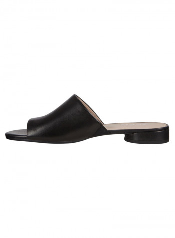 Wide Strap Flat Sandal Black