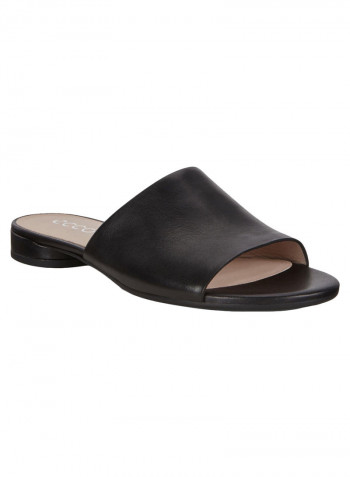 Wide Strap Flat Sandal Black