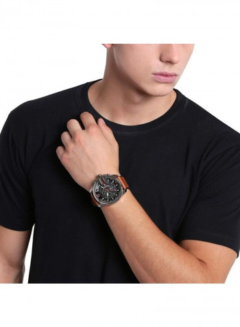 Men's Water Resistant Leather Chronograph Watch DZ4343