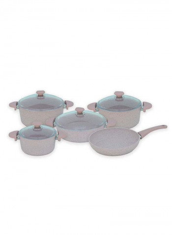 9-Piece Granite Cookware Set Pink