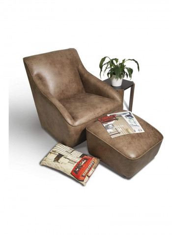 Roxy Arm Chair With Ottoman Brown 81.03 x 86.11 x 77.98cm