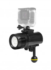 Handheld Pro Diving Flashlight Torch For Osmo Action/GoPro Hero Camera Black