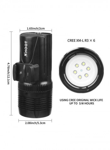 Handheld Pro Diving Flashlight Torch For Osmo Action/GoPro Hero Camera Black