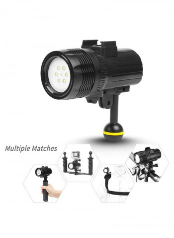Handheld Pro Diving Flashlight Torch For Osmo Action/GoPro Hero Camera Black