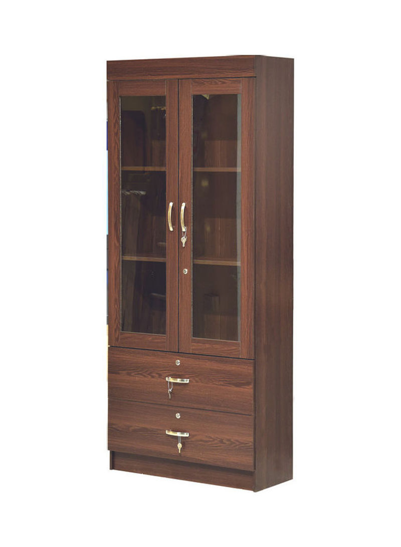 Showcase Cabinet 2 Door And 2 Drawers Brown 80x31.6x186.2cm
