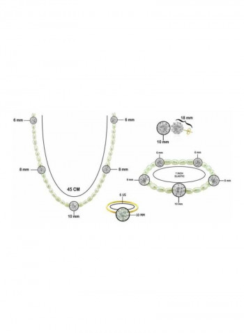 18 Karat Gold Built-in Gradual Crystal Balls And Pearls Strand Jewellery Set