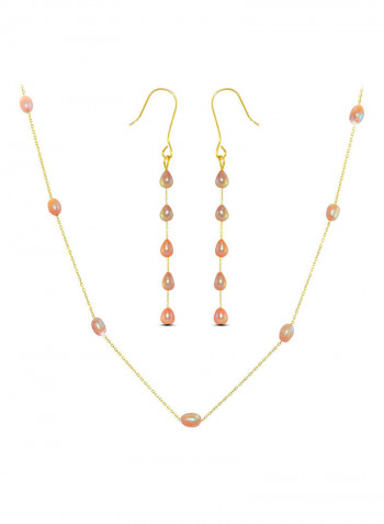 18 Karat Gold Pearls 2 Piece Jewellery Set