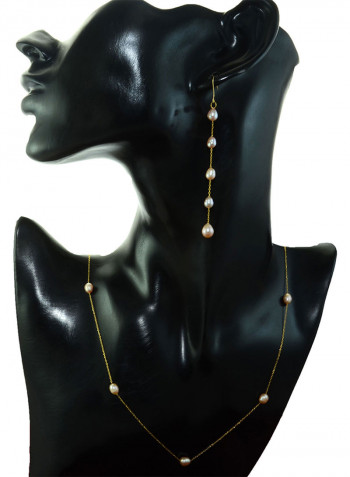 18 Karat Gold Pearls 2 Piece Jewellery Set