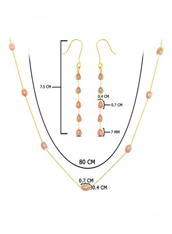 18 Karat Gold Pearls 2 Piece Jewellery Set