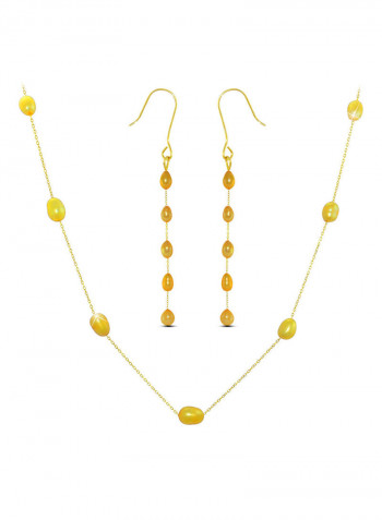 18 Karat Gold Pearls 2 Piece Jewellery Set